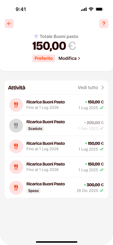 App Satispay - Sezione Buoni Pasto